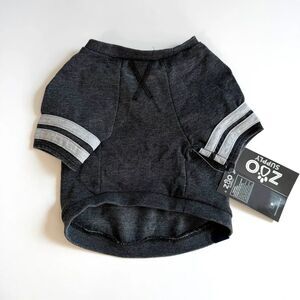 Zoo Supply Varsity Striped Short Sleeve Dog T-Shirt - Charcoal Grey